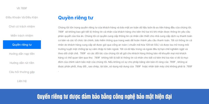 Quyền riêng tư được đảm bảo bằng công nghệ bảo mật hiện đại